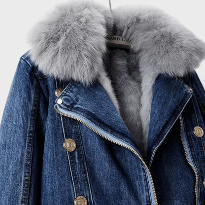 Chaqueta Vaquera con Pelo Sintético Mujer