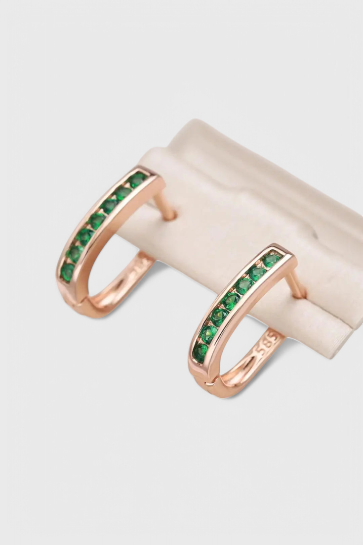 Pendientes de Esmeralda y Diamante en Oro