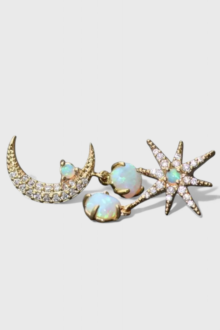 Pendientes de Luna y Estrella en Oro