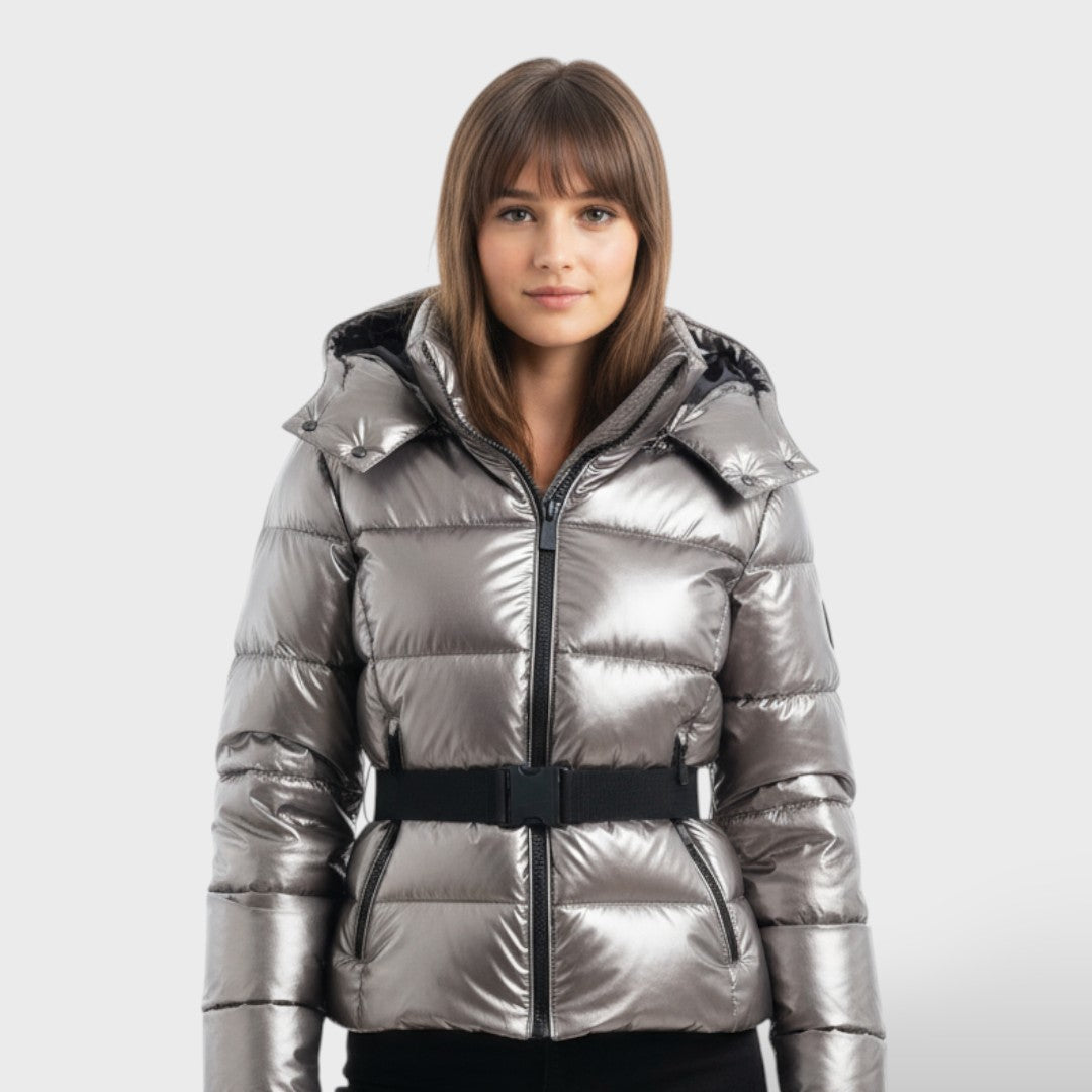 Chaqueta Acolchada con Cinturón Impermeable