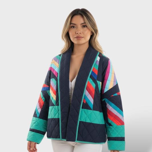Abrigo Retro Mujer Patchwork
