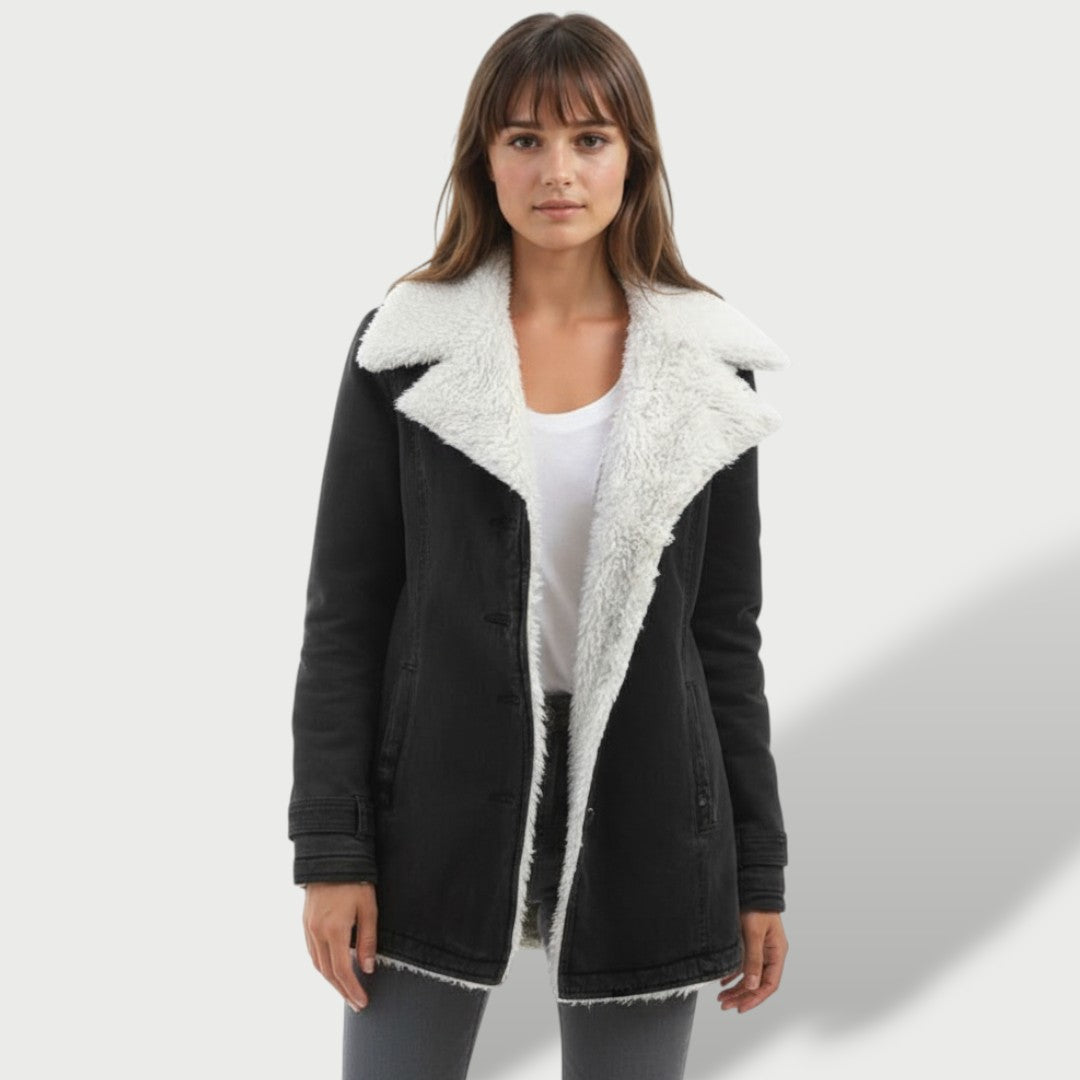 Abrigo Largo Mujer Invierno con Solapa Elegante