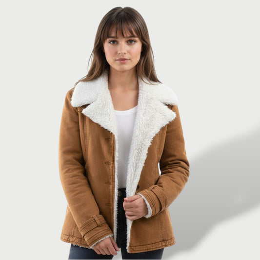 Abrigo Largo Mujer Invierno con Solapa Elegante