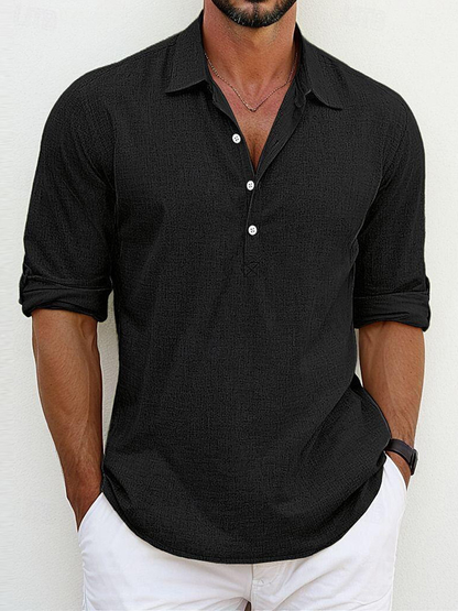 Archie | Camisa clásica de mezcla algodón-lino atemporal