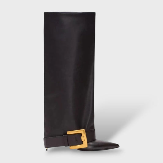 Botas Altas Mujer Tacón Fino con Hebilla