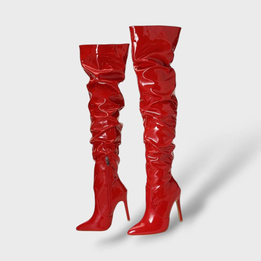 Botas Altas de Charol con Tacón de Aguja